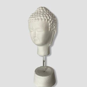 Buddha Head Statue White Ceramic Home Decor